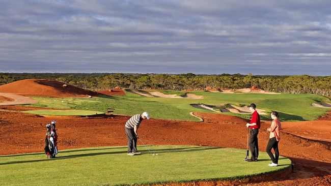 Hole No. 6 on the Nullarbor Links, which at 1365km, is the world’s longest golf course.