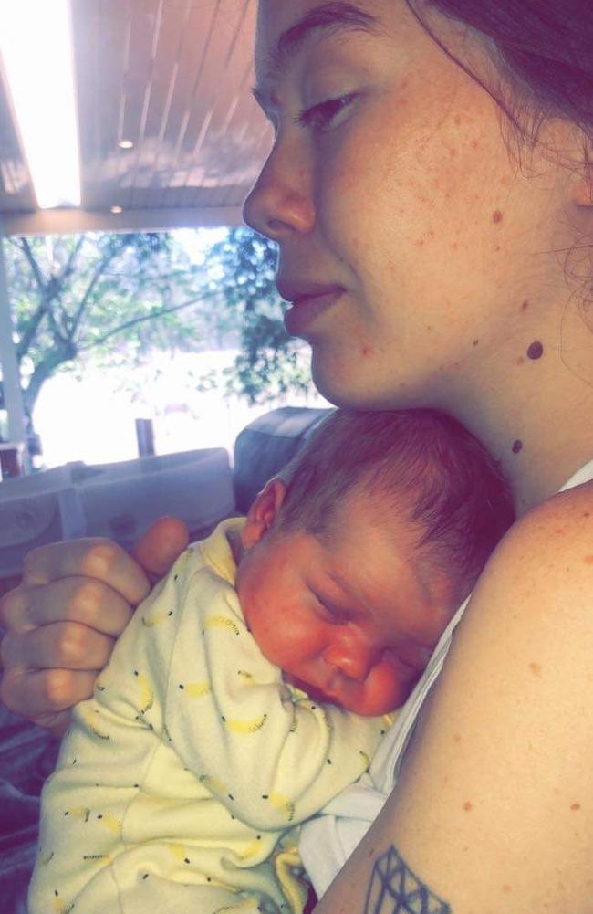 Zoe Colligan, with her newborn Archer. She and her new bub fear they are now homeless. Picture: Facebook