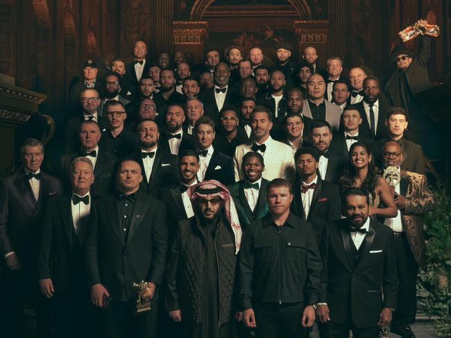 Billy Dib (second row, centre) with boxing's biggest names after winning The Ring Magazine's Comeback of the Year in London.