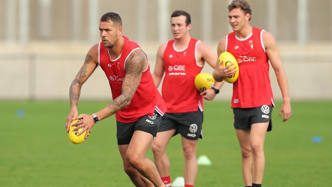 Franklin has been sidelined from footy’s reboot due to a hamstring injury. Picture: Getty Images