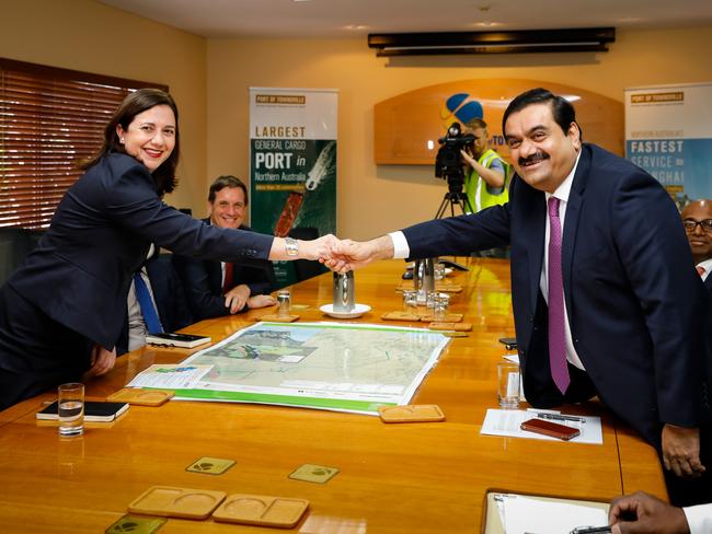 Adani Group chairman Gautam Adani meets with Queensland premier Annastacia Palaszczuk. Picture: Cameron Laird/AAP