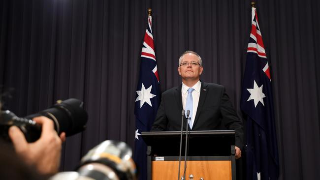 Prime Minister Scott Morrison speaks to the media last week. Picture: Getty Images