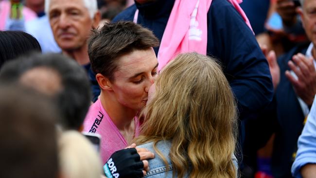 Hindley and his girlfriend, Abby. (Photo by Tim de Waele/Getty Images)