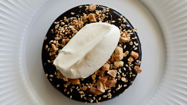 The Valrhona chocolate, caramelised miso, peanut and sesame dessert at Supernormal, Brisbane.