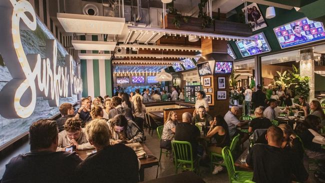 The interior at Wahlburgers at Surfers Paradise on the Gold Coast.