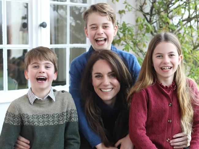 The photoshopped image of Princess Catherine with Prince George, Princess Charlotte and Prince Louis that was released on UK Mother's Day attracted a media storm. The Princess of Wales later apologised for the confusion about the edited image. Picture: Kensington Palace/Instagram