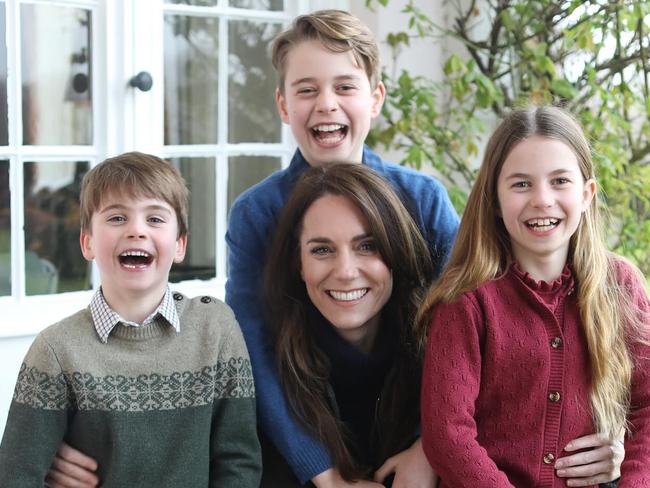 The photoshopped image of Princess Catherine with Prince George, Princess Charlotte and Prince Louis that was released on UK Mother's Day attracted a media storm. The Princess of Wales later apologised for the confusion about the edited image. Picture: Kensington Palace/Instagram