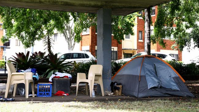 Tents have been spotted at parks across the city as the state’s housing crisis deepens. Picture David Clark