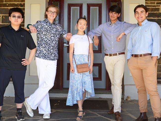 L-r - Xian Huang, 18,(St PeterÃ¢â¬â¢s College), Jasper Dew, 18, (Pembroke) Wanran Zhang, 19, (Glenunga), Tim Naylor, 18, (Pembroke) and Will Subramaniam, 18, (St PeterÃ¢â¬â¢s College) at Pembroke School on Monday 3rd January 2022 - Picture: Michael Marschall