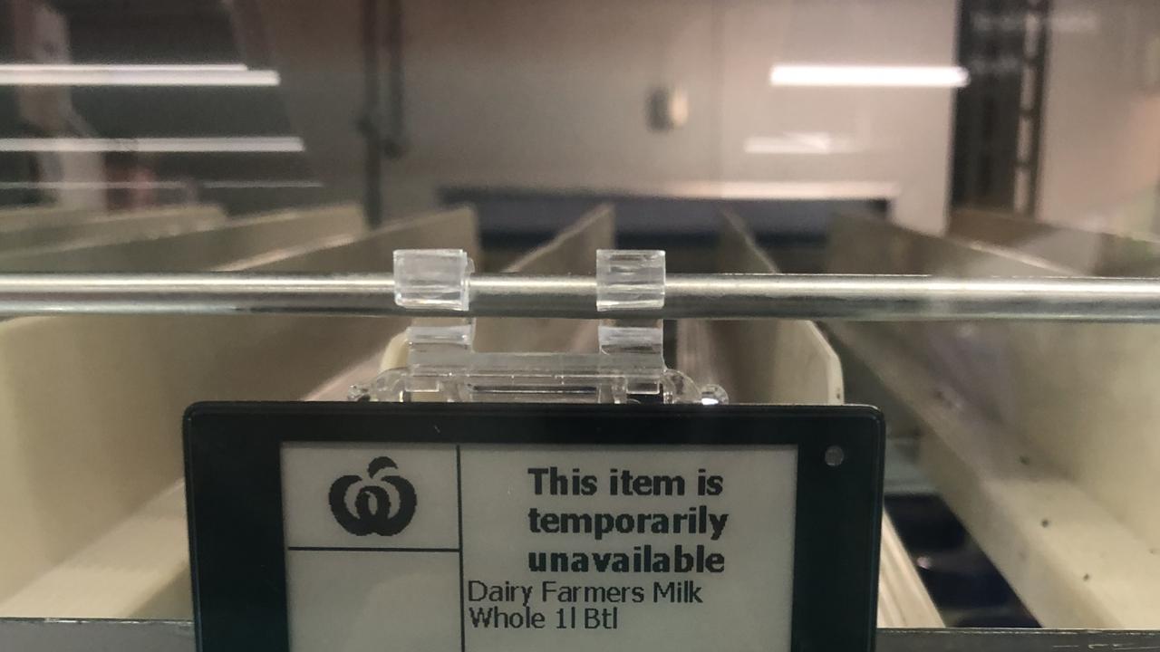 A Bega worker strike in early October led to shortages in Dairy Farmers milk products on the shelves at IGA and Woolworths in NSW. Picture: Supplied