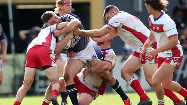 Jayden Butterfield on the charge for Newcastle. Picture: Sue Graham