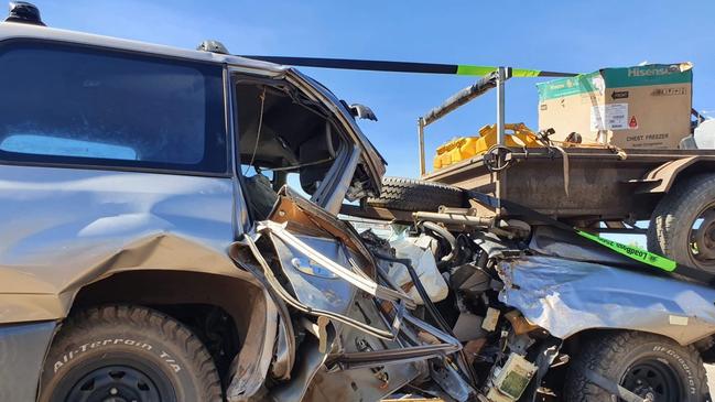 A Toyota Landcruiser involved in a single vehicle fatal crash on Barkly Highway on Saturday, August 15, 2020. Picture: Supplied