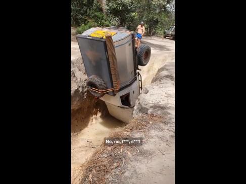 SUV flips over when off-road exercise goes wrong