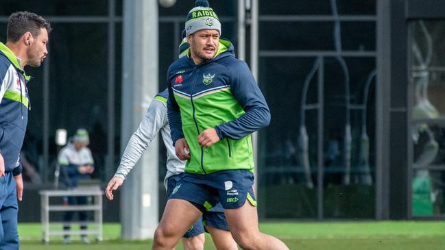 Corey Harawira-Naera at Canberra Raiders training. Picture: