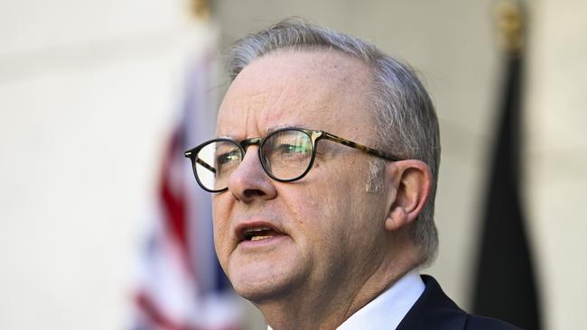 Prime Minsiter Anthony Albanese says Pope Leo’s election ‘is a moment which will bring joy and hope to Catholics everywhere’. Picture: NewsWire / Martin Ollman