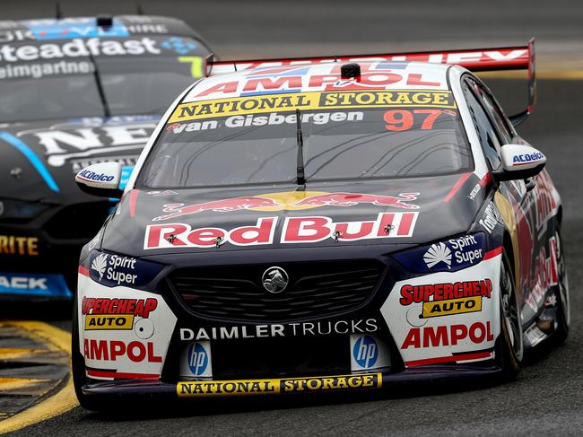 SYDNEY, AUSTRALIA - NOVEMBER 07: Shane van Gisbergen drives the #97 Red Bull Ampol Racing Holden Commodore ZB in Race 24 during the SydneySuperNight which is part of the 2021 Supercars Championship, at Sydney Motorsport Park, on November 07, 2021 in Sydney, Australia. (Photo by Brendon Thorne/Getty Images)