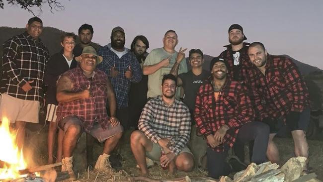 Latrell Mitchell (fourth from right) and Josh Addo-Carr (third from right) breaching social distancing rules. Picture: Instagram