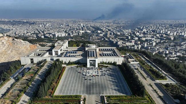 An aerial photo shows the Syrian presidential palace in Damascus as rebels overtake the city. Picture: AFP.