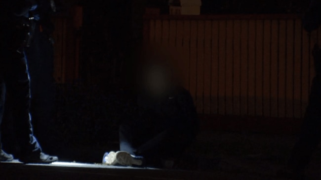 The teens - four boys and one girl - attempted to flee from police after the driver ditched the car in Yarraville, hiding in a roof and backyard shed. Picture: Nine