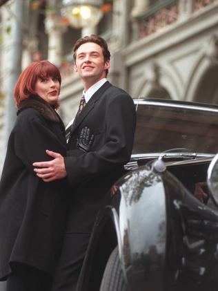 Byrne pictured with a young Hugh Jackman for the musical "Sunset Boulevard".