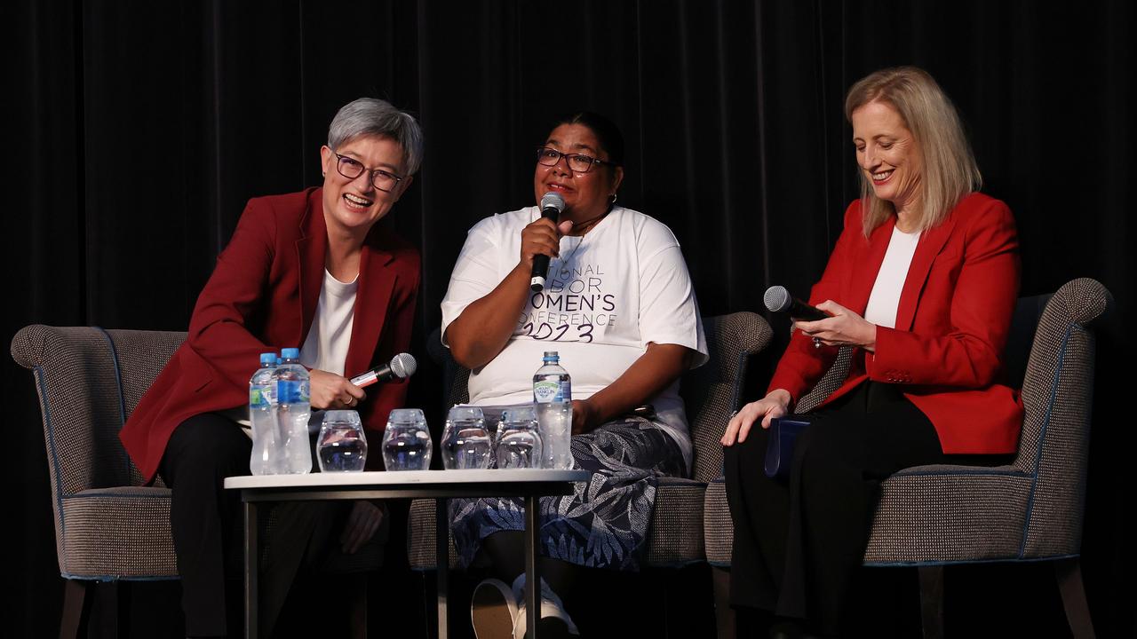 Ms Wong and Ms Gallagher were speaking at Labor’s national women’s conference in Fremantle. Picture: The West Australian/ Justin Benson-Cooper