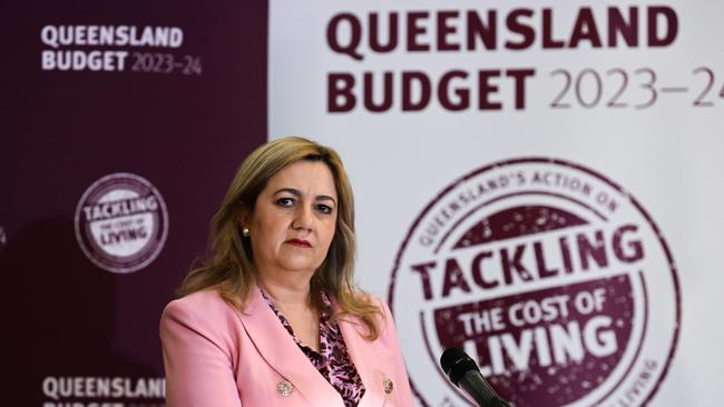 Queensland Premier Annastacia Palaszczuk during a press conference in the 2023/24 state budget lockup at Parliament House in Brisbane. Picture: Dan Peled / NCA NewsWire