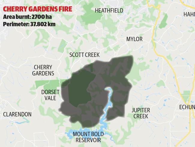 Cherry Gardens fire map.