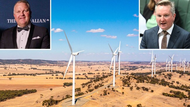 Angus Aitken, top left, has blasted Chris Bowen's renewables strategy as energy prices soar.