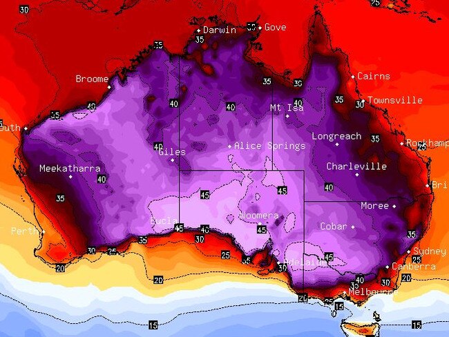 Either (or both) of Thursday and Saturday coudl be Australia's hottest single day ever. Picture: BSCH.