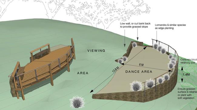 Concept drawings for the dance area at Korora lookout which forms part of the NSW Government’s $5.4 million investment in cultural tourism in Coffs Harbour.