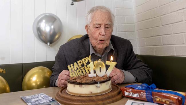 Mr Wagener is the state's oldest surviving World War II veteran, he turned 107 on Monday, December 2. Picture: Kelly Barnes