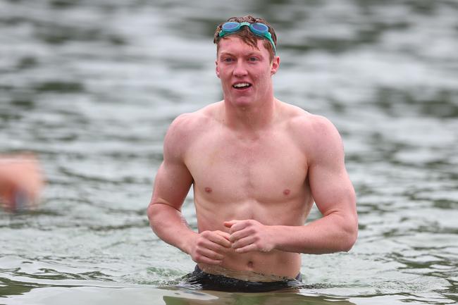 GOLD COAST, AUSTRALIA - JANUARY 23: Matthew Rowell during a Gold Coast Suns AFL training session at Palm Beach Parklands on January 23, 2020 in Gold Coast, Australia. (Photo by Chris Hyde/Getty Images)