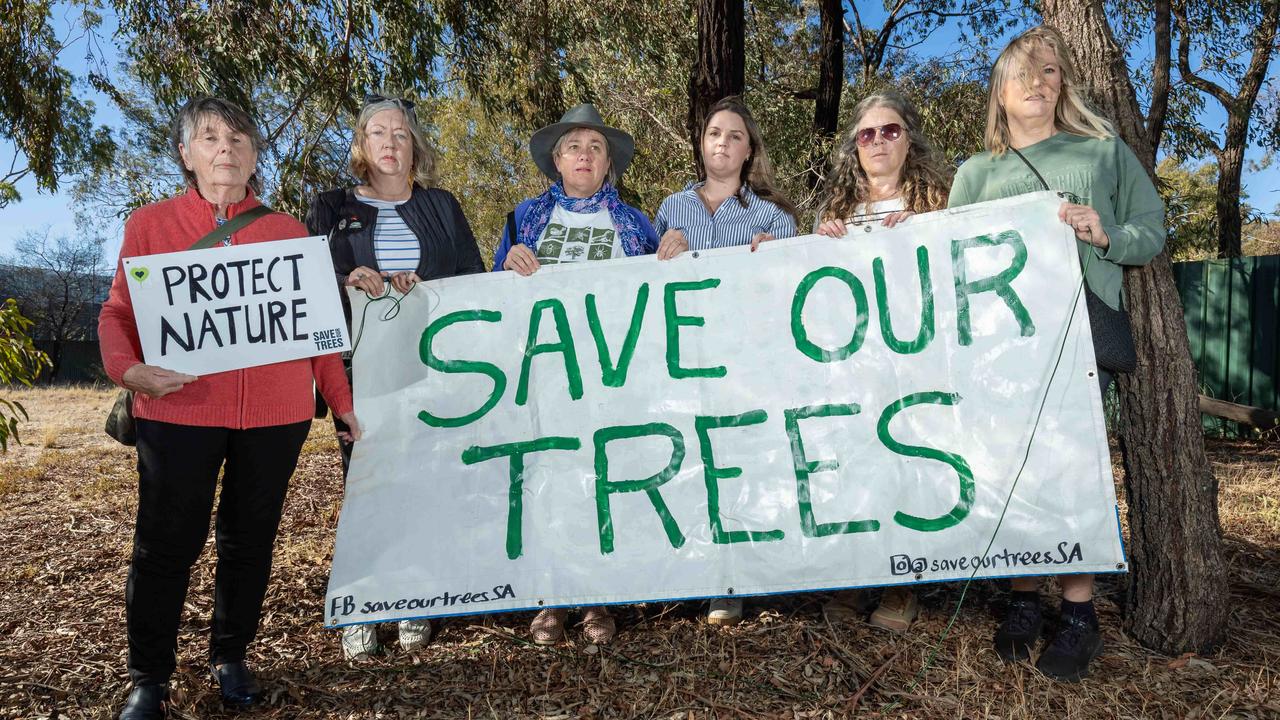 Marion locals against the Tesla Battery Factory plans for Chestnut Court Reserve. Picture: Ben Clark