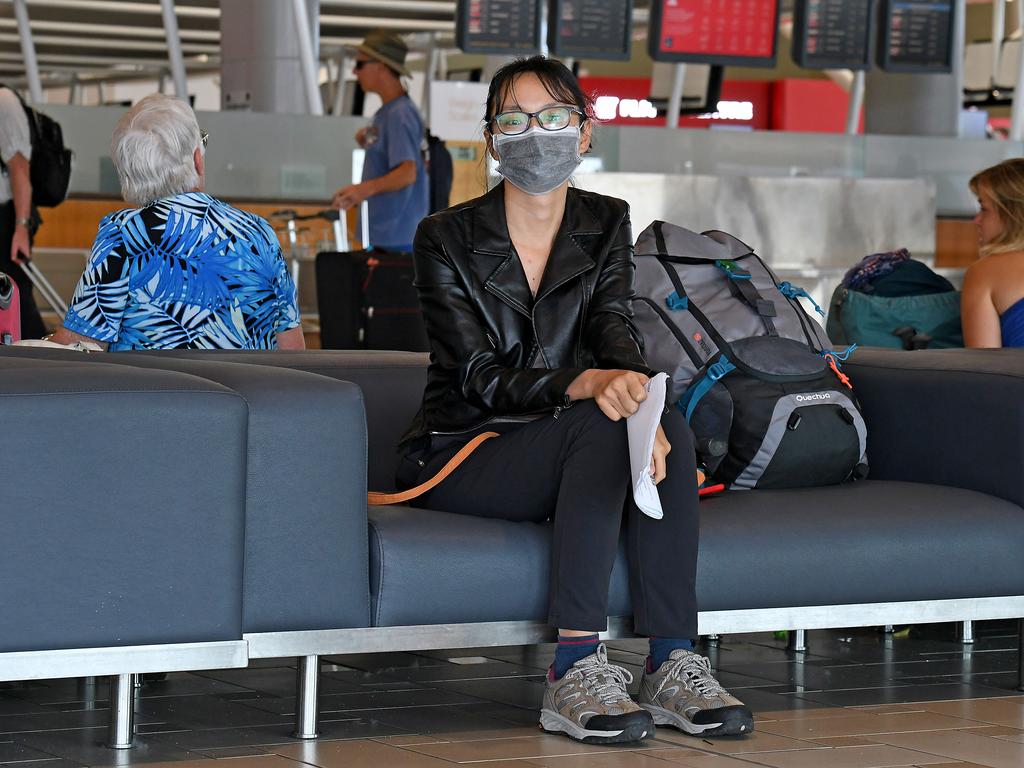 A traveller from China at the International Airport in Brisbane. Picture: AAP