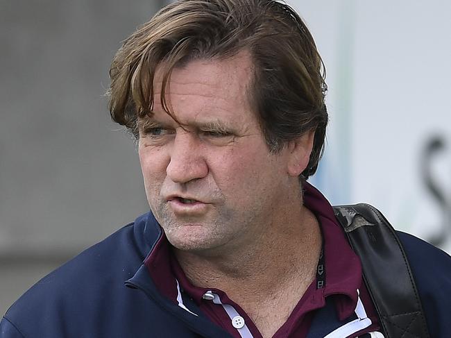 SUNSHINE COAST, AUSTRALIA - AUGUST 30: Manly coach Des Hasler  arrives at the ground before the start of the round 16 NRL match between the Melbourne Storm and the Manly Sea Eagles at Sunshine Coast Stadium on August 30, 2020 in Sunshine Coast, Australia. (Photo by Ian Hitchcock/Getty Images)