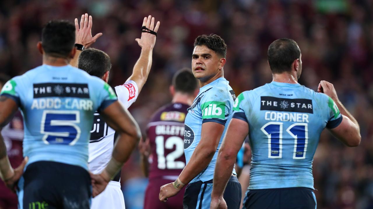 Latrell Mitchell is sent to the bin during a torrid night for the Blues star.