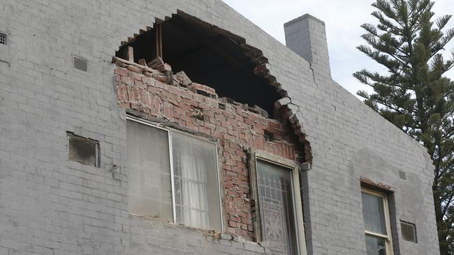 Part of the collapsed wall in Carrum. Picture: Valeriu Campan