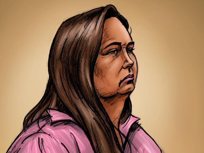 Court sketch of accused mushroom cook killer Erin Patterson in the Latrobe Valley Supreme Court. Picture: NewsWire / Paul Tyquin