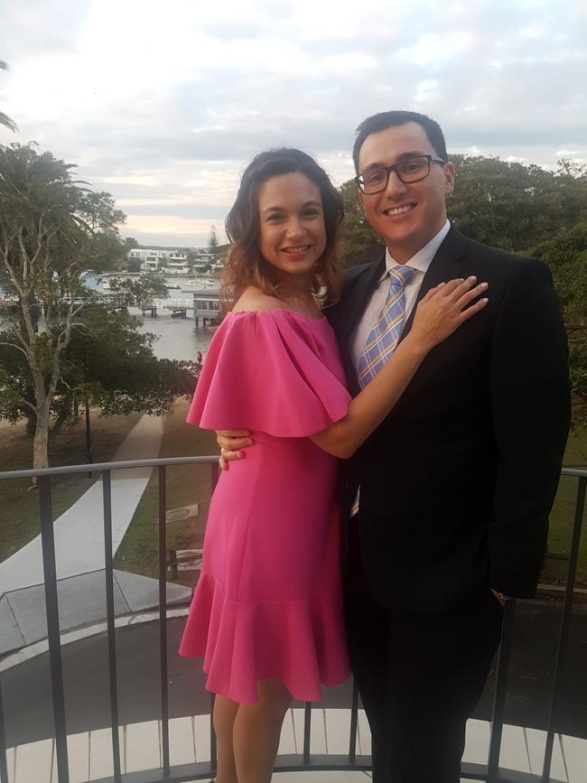 Liz Albornoz, with her husband Victor Simone. Liz was killed when a car ploughed into a cafe in North Epping, Sydney. Picture: Supplied