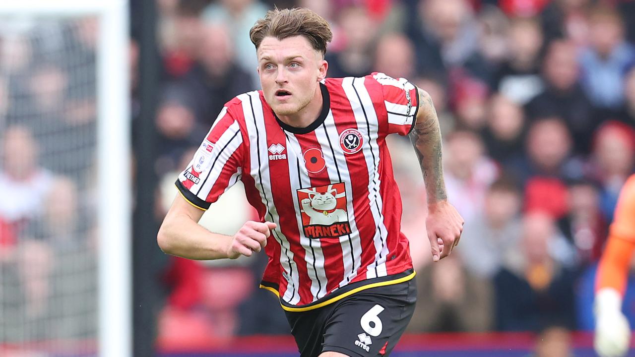 SHEFFIELD, ENGLAND - NOVEMBER 10: Sheffield United's Harry Souttar in action during the Sky Bet Championship match between Sheffield United FC and Sheffield Wednesday FC at Bramall Lane on November 10, 2024 in Sheffield, England. (Photo by Ed Sykes/Getty Images)