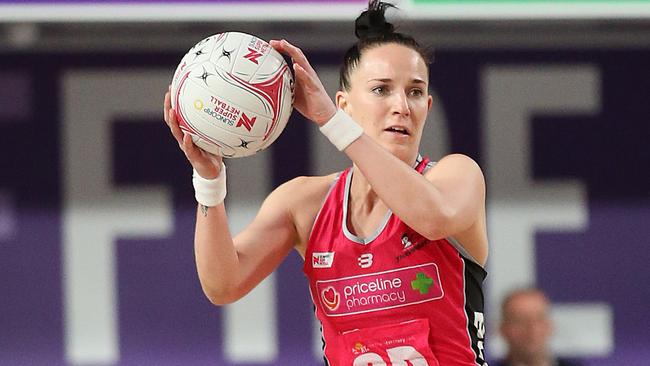 Thunderbirds player Shadine van der Merwe is one of six Super Netball players currently overseas. Picture: AAP