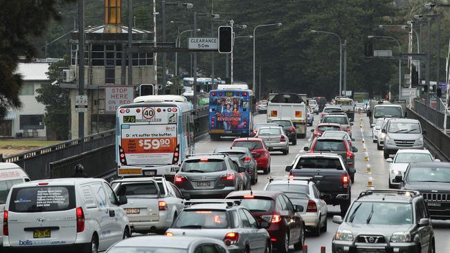 Traffic congestion on the Spit Bridge Picture: Braden Fastier