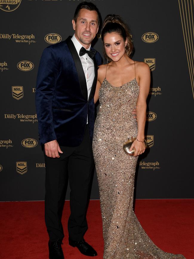 Mitchell Pearce and Kristin Scott at last year’s Dally M Awards. Picture: Dan Himbrechts