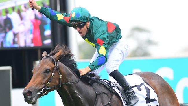 Alligator Blood wins the Magic Millions Guineas. Picture: Trackside Photography