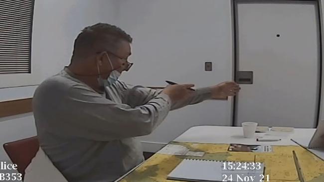 Greg Lynn talks about the the gun being pointed at him by Russell Clay in his police interview. Picture: Supreme Court