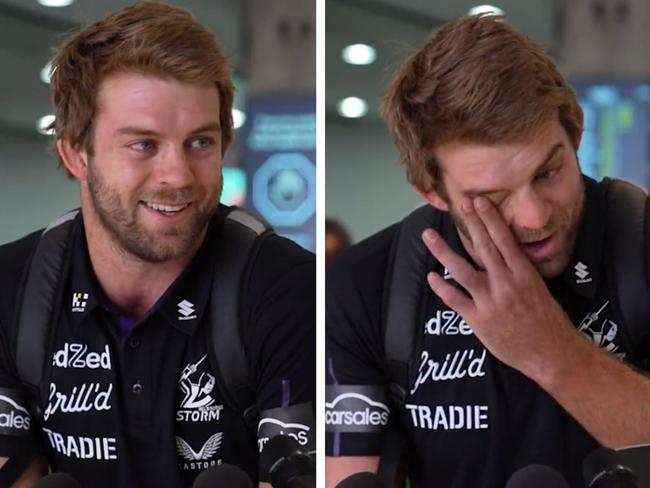 Christian Welch broke down while talking about telling his mum about his injury. Photo: Twitter