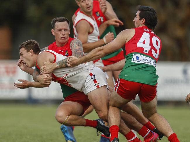 Max Urwin (No. 49) in action for Pines.