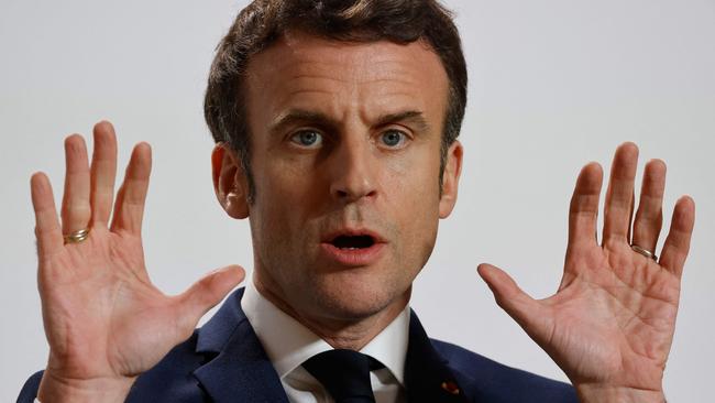 France's President Emmanuel Macron has warned against verbal ‘escalation’ after Russia and US president Joe Biden traded insults. Picture: AFP