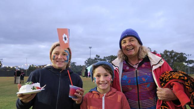 Kye Guest, Leon Guest and Tracey Guest at Anzac Oval in Alice Springs. Picture: Gera Kazakov