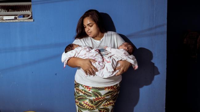 Covid-19 patient Barbara Cesar had to wait three weeks before she could see her newborn twins in Vitoria, Brazil. Picture: Tommaso Protti